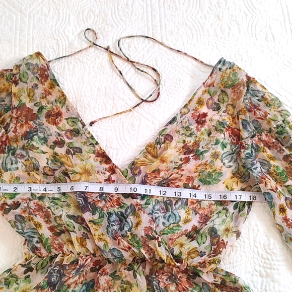 Zara Womens Floral Semi Sheer Overlay Dress /Size S - Picture 9 of 13